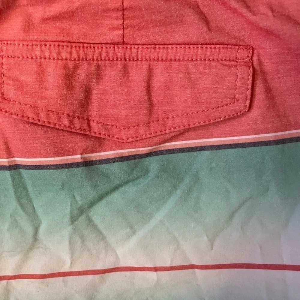 Goodfellow Coral Blue Striped Swim Board Shorts